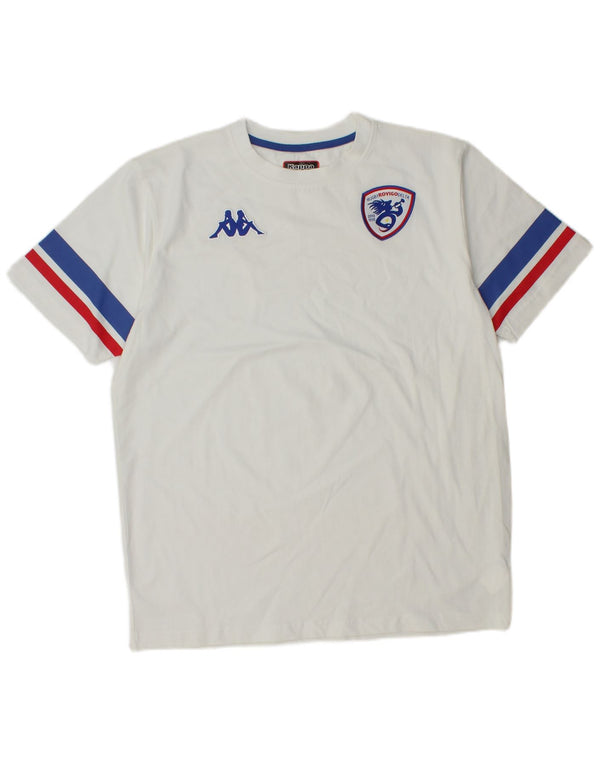 Kappa Hombre Camiseta Top Grande Blanco Colorblock Algodón