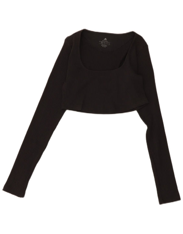 Adidas - Top corto de manga larga para mujer, talla 40, color gris grande