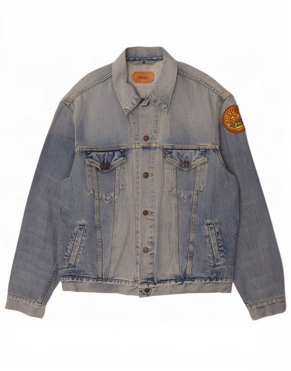 Levi's Chaqueta vaquera con estampado de lavado ácido para hombre UK 42 XL Algodón azul
