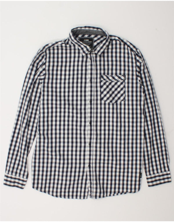Jack & Jones Camisa para hombre 2XL Algodón a cuadros azul marino