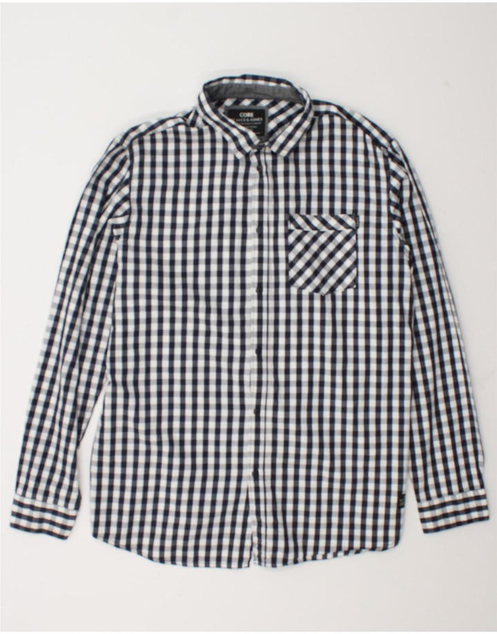 Jack & Jones Camisa para hombre 2XL Algodón a cuadros azul marino