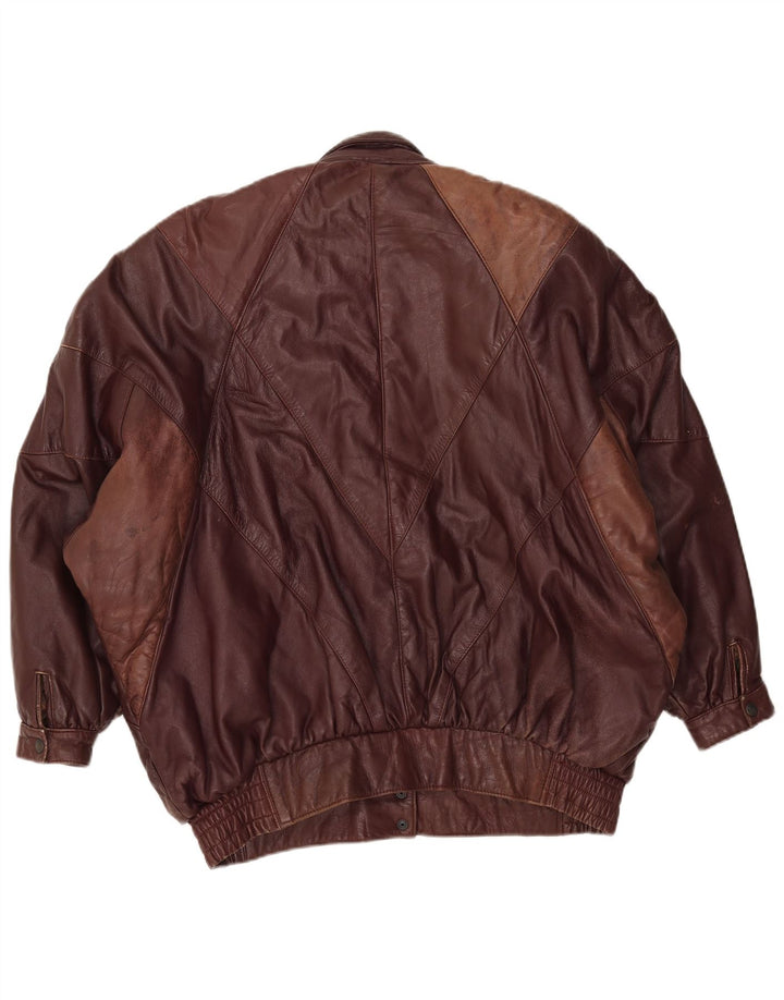 Vintage mujer chaqueta de cuero de gran tamaño EU 38 cuero marrón medio