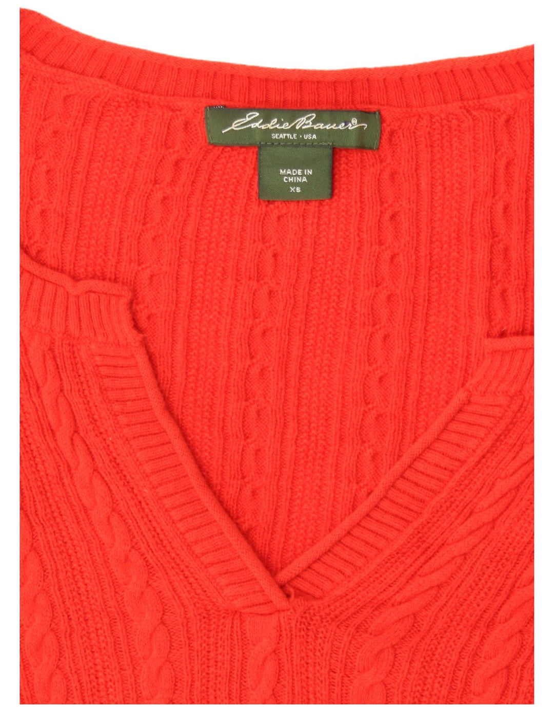 EDDIE BAUER Jersey extragrande con cuello en V y manga 3/4 para mujer UK 6 XS Rojo
