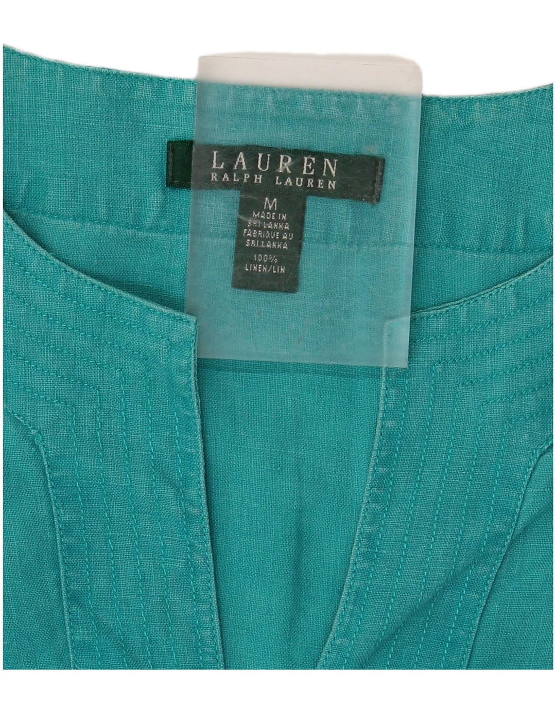 RALPH LAUREN Blusa de manga larga para mujer UK 14 Lino turquesa medio