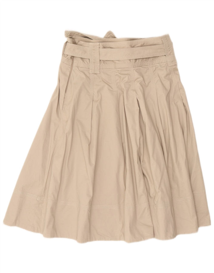 Zara Mujer Falda Plisada Acampanada Mediana W28 Algodón Beige