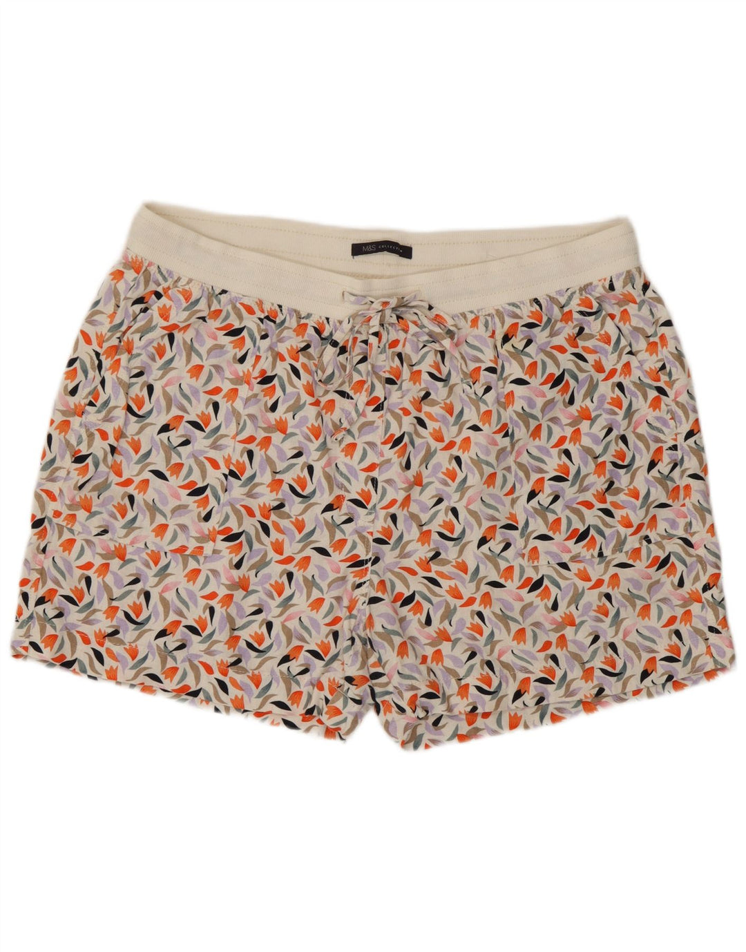 Marks & Spencer Pantalones cortos para mujer UK 46 Grande Lino floral multicolor