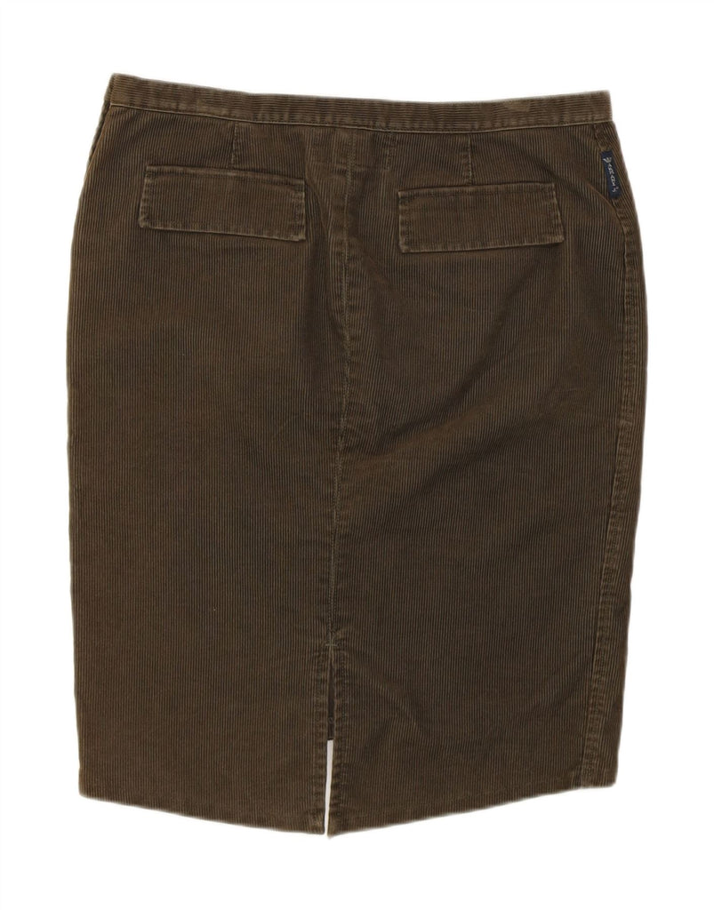 ARMANI Womens Corduroy Pencil Skirt UK 14 Medium W30  Khaki Vintage Armani and Second-Hand Armani from Messina Hembry 