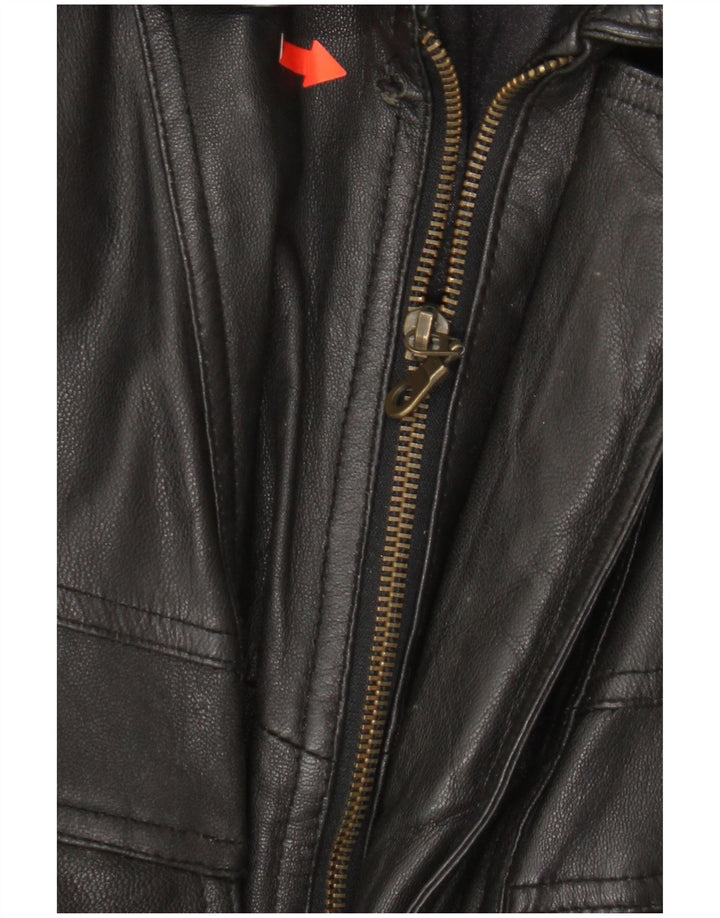 Vintage chaqueta de cuero para hombre Reino Unido 38 cuero negro medio