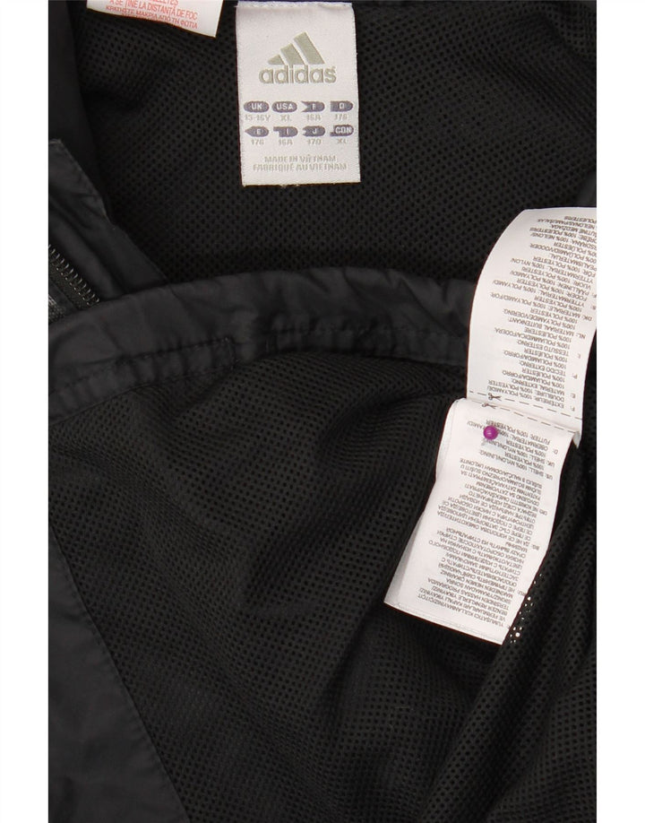 ADIDAS Boys Tracksuit Top Jacket 15-16 Years Black Polyester Vintage Adidas and Second-Hand Adidas from Messina Hembry 