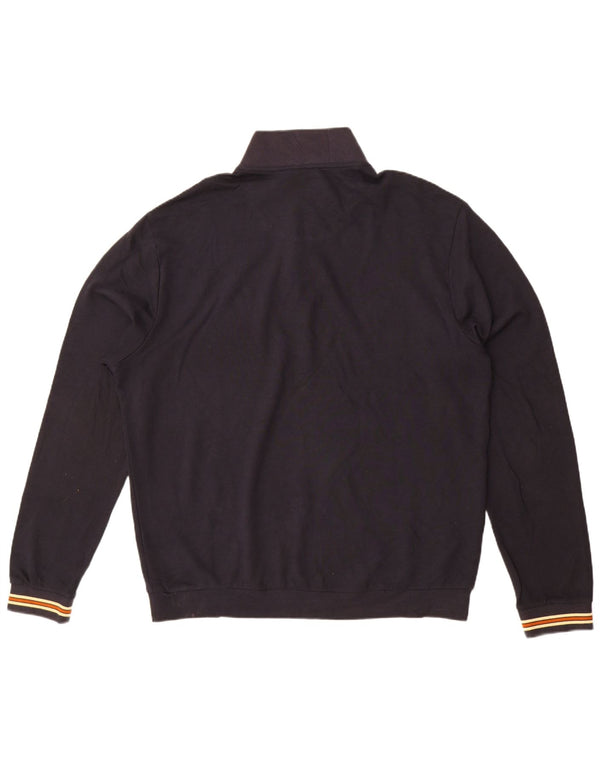 Farah Mens Modern Fit Button Neck Jumper Sweater 2XL Navy Blue Cotton