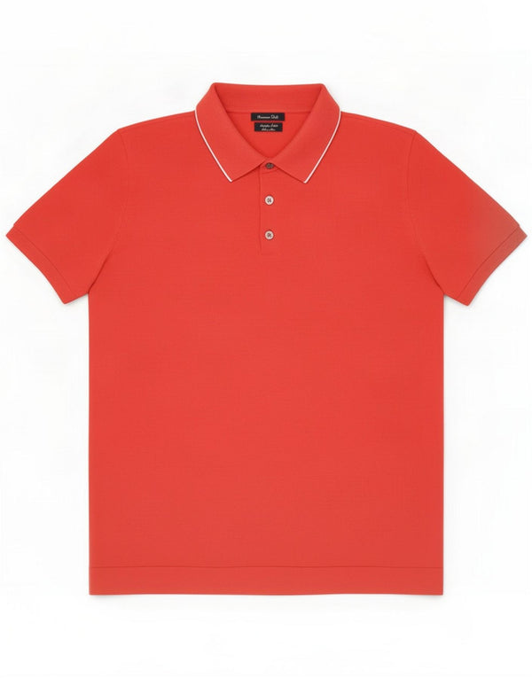 Jersey Massimo Dutti Hombre Manga Corta Cuello Polo Naranja Medio