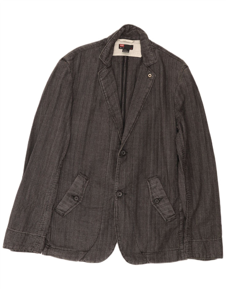 Diesel Chaqueta tipo blazer de 2 botones para hombre UK 42 XL Algodón a rayas gris