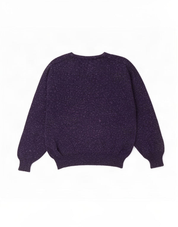 Vintage mujer barco cuello jumper suéter Reino Unido 14 algodón moteado púrpura medio