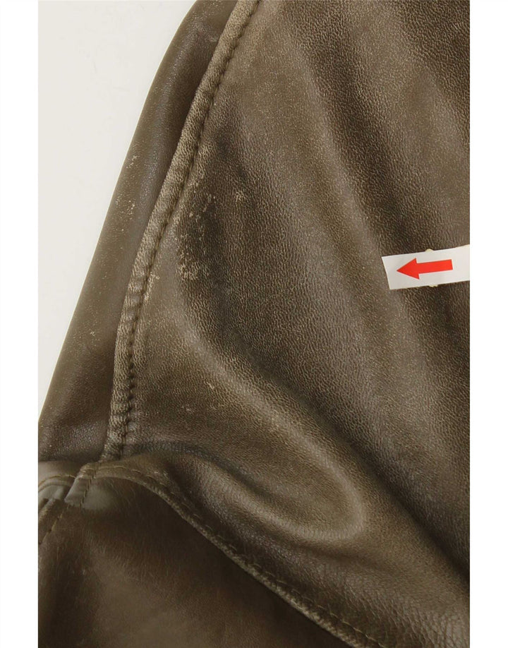 Vintage hombres bombardero chaqueta de cuero Reino Unido 38 medio caqui