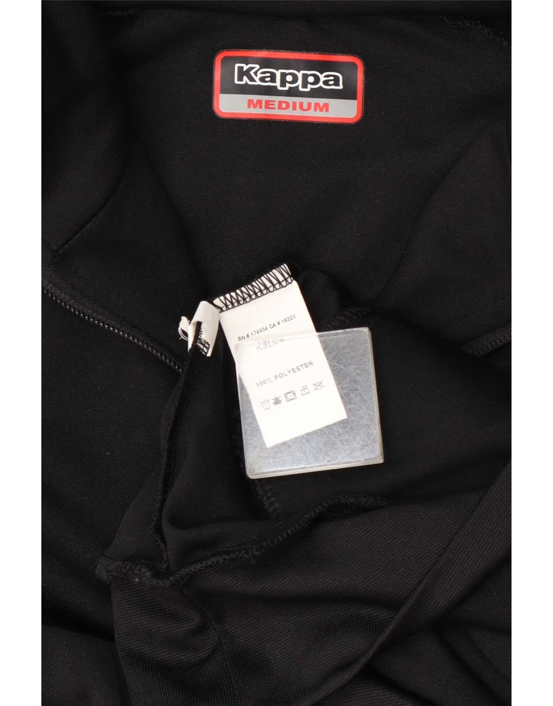 Kappa Mens Graphic Pullover Chándal Top Chaqueta Mediana Poliéster Negro