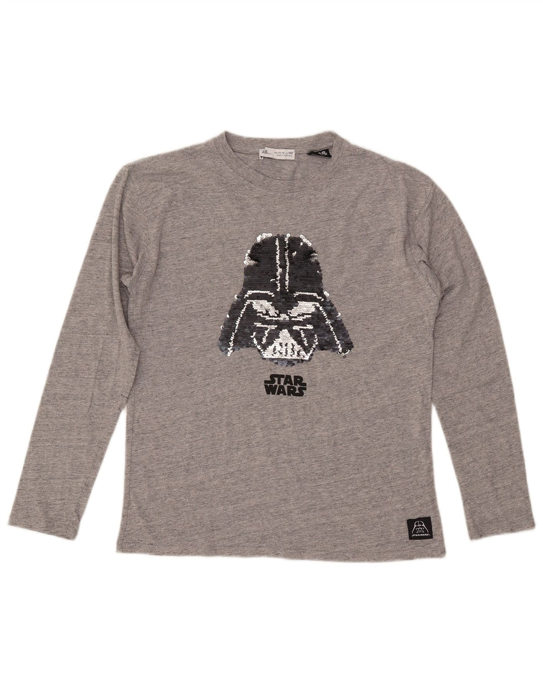 ZARA Top Niña Gráfico Manga Larga 11-12 Años Gris Algodón