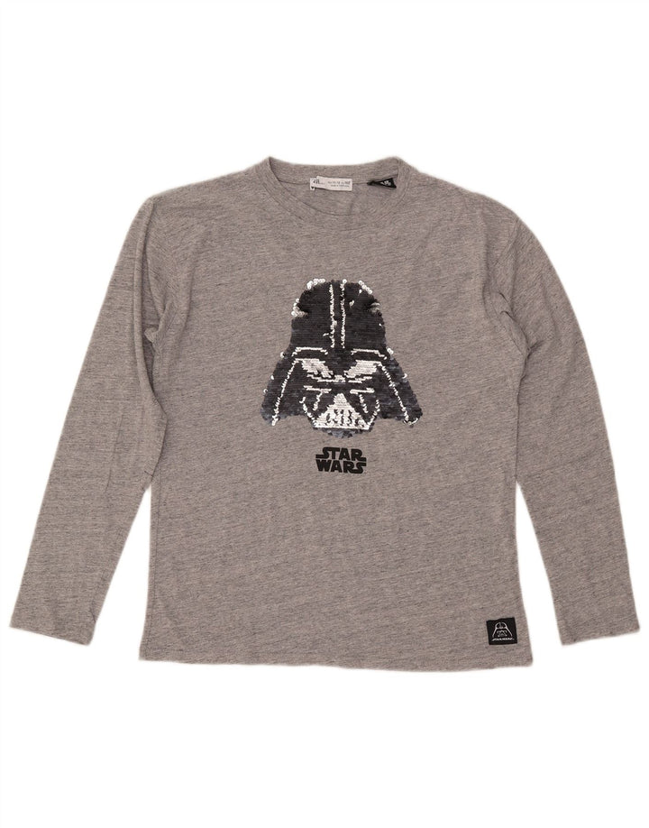 ZARA Top Niña Gráfico Manga Larga 11-12 Años Gris Algodón