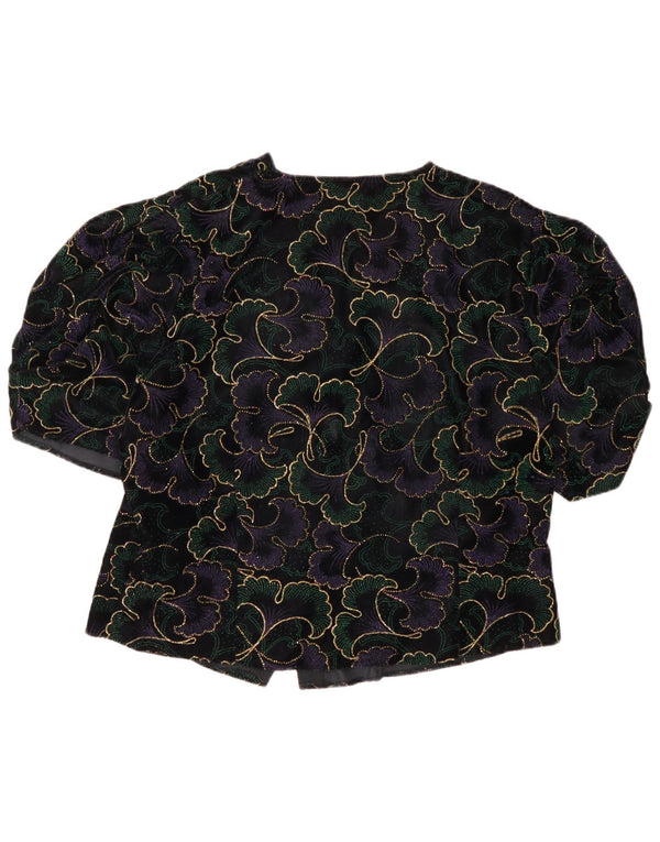 Yessica Blusa camisera de manga corta para mujer EU 42 Large Acetato floral negro