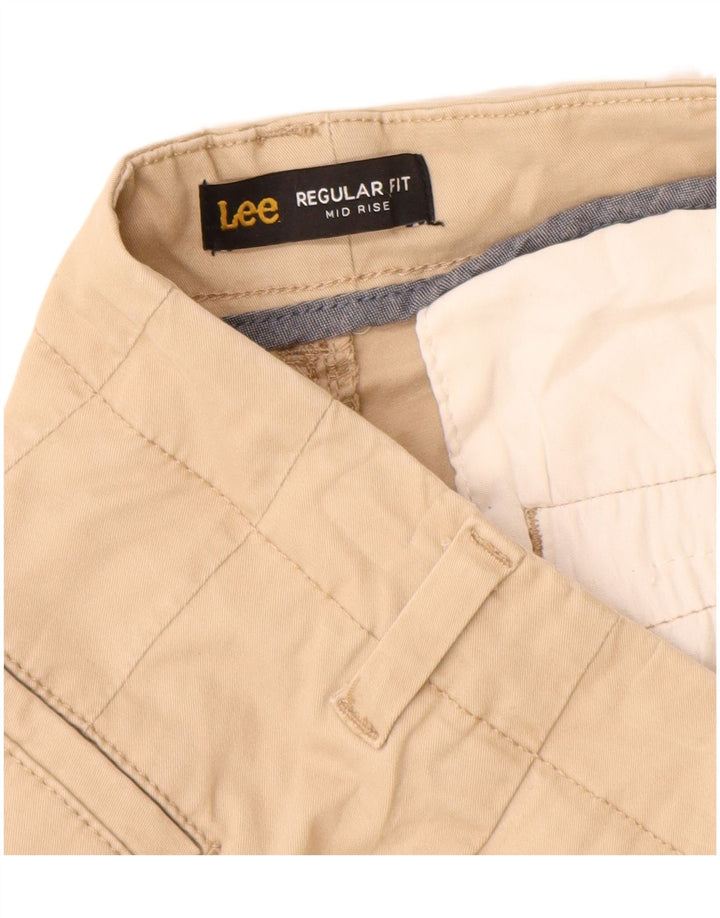 Lee Pantalones cortos casuales de talle medio para mujer, ajuste regular, talla 6, mediana, W28, algodón beige