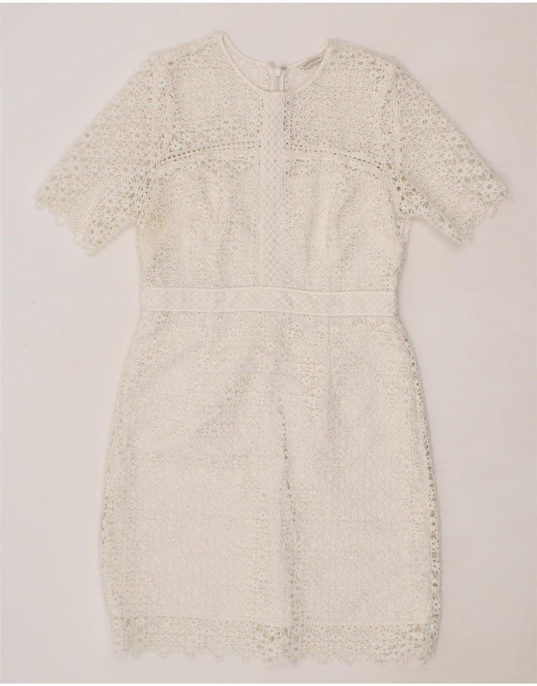 MONSOON Womens Crochet Sheath Dress UK 12 Medium White Paisley Polyester Vintage Monsoon and Second-Hand Monsoon from Messina Hembry 