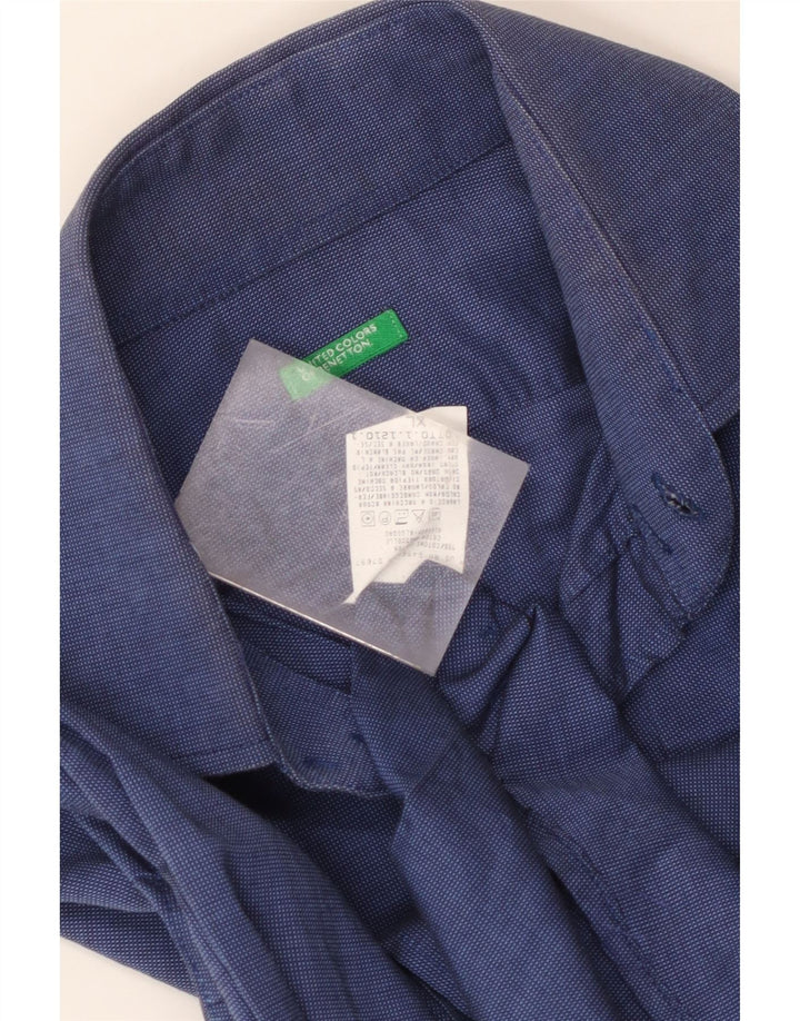 Camisa Benetton Hombre XL Azul Marino Algodón