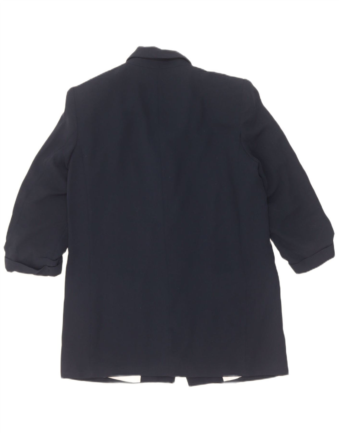 Zara Chaqueta tipo blazer abierta con manga 3/4 para mujer UK 44 Poliéster azul marino mediano