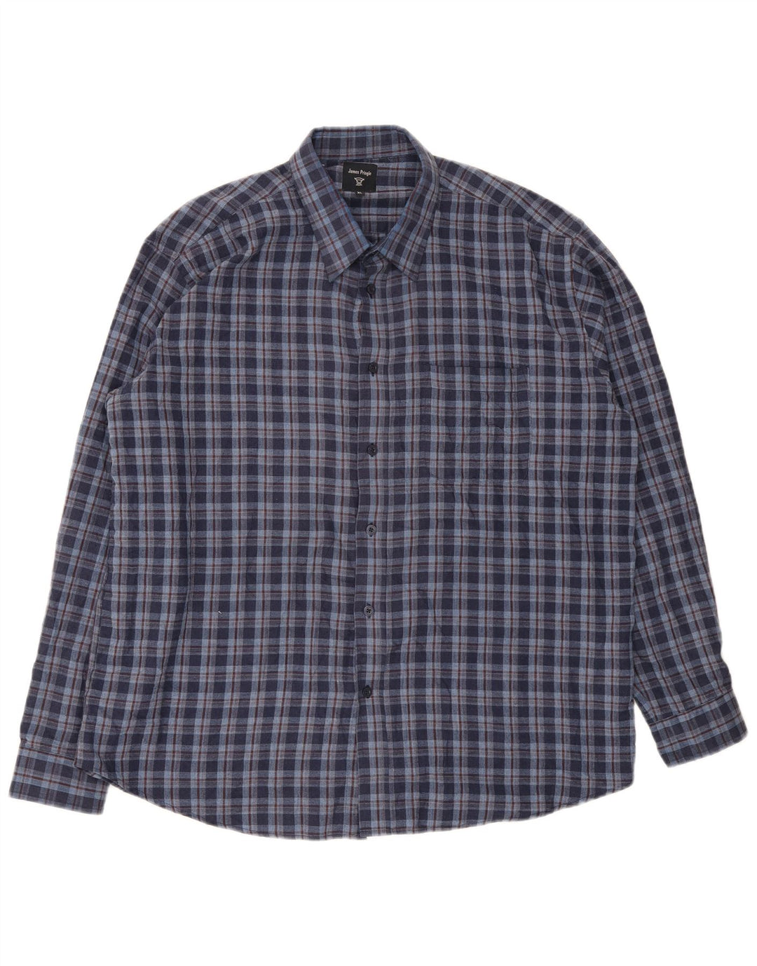 James Pringle Camisa de franela para hombre XL Poliéster a cuadros azul marino