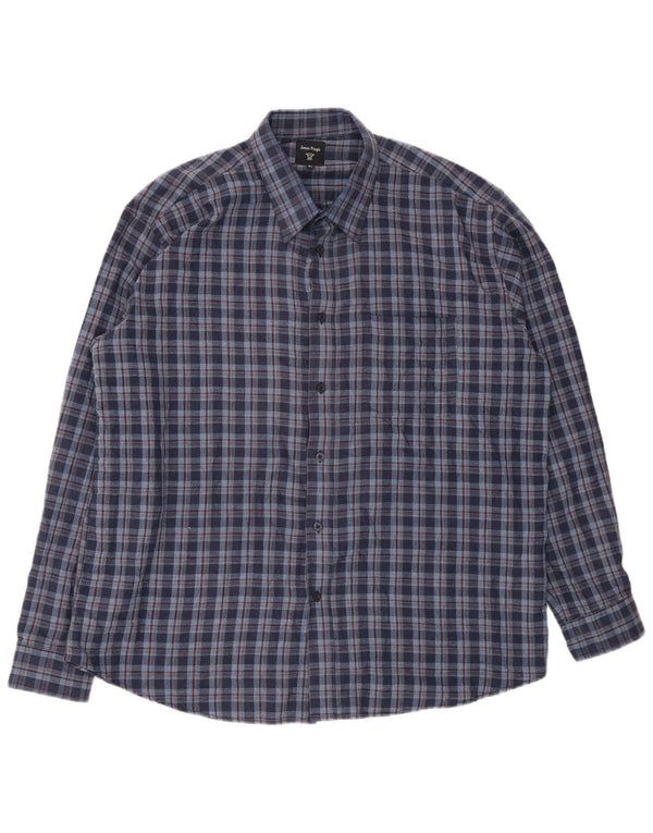 James Pringle Camisa de franela para hombre XL Poliéster a cuadros azul marino