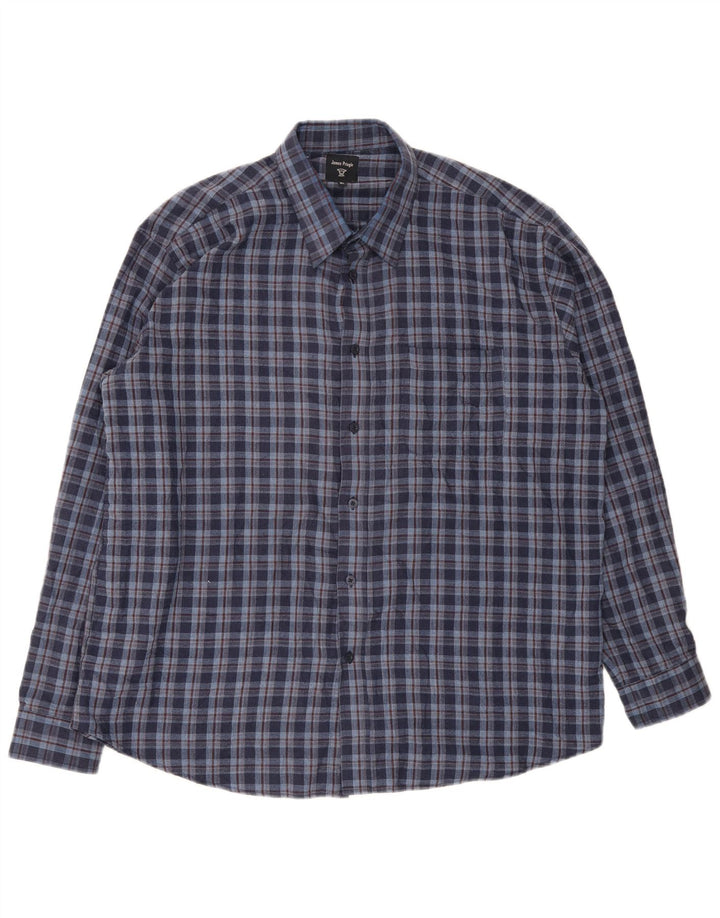 James Pringle Camisa de franela para hombre XL Poliéster a cuadros azul marino