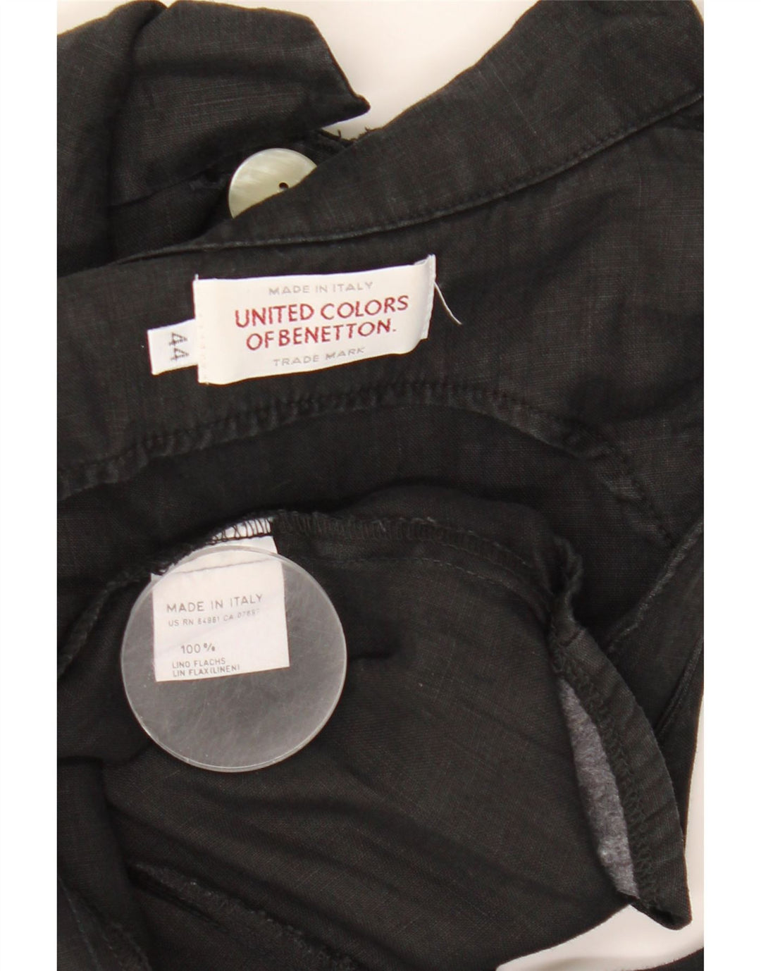Benetton Vestido Acampanado Sin Mangas IT 44 Medium Negro Lino