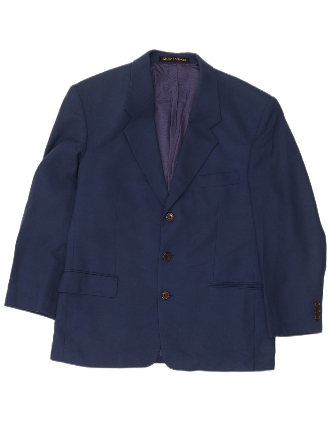 Marks & Spencer Chaqueta tipo blazer de 3 botones para hombre UK 40 Viscosa azul mediana