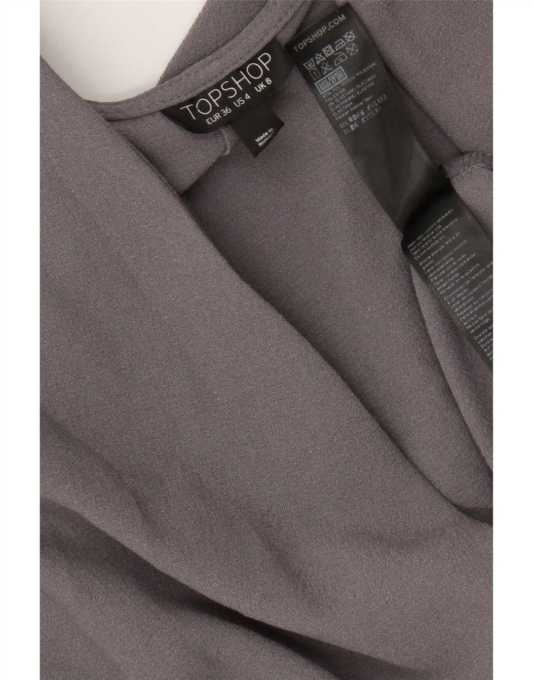 Topshop Vestido cruzado con alas de murciélago para mujer UK 8 Small Poliéster gris