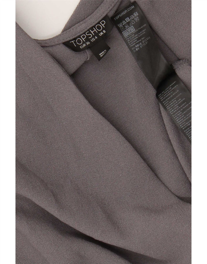 Topshop Vestido cruzado con alas de murciélago para mujer UK 8 Small Poliéster gris