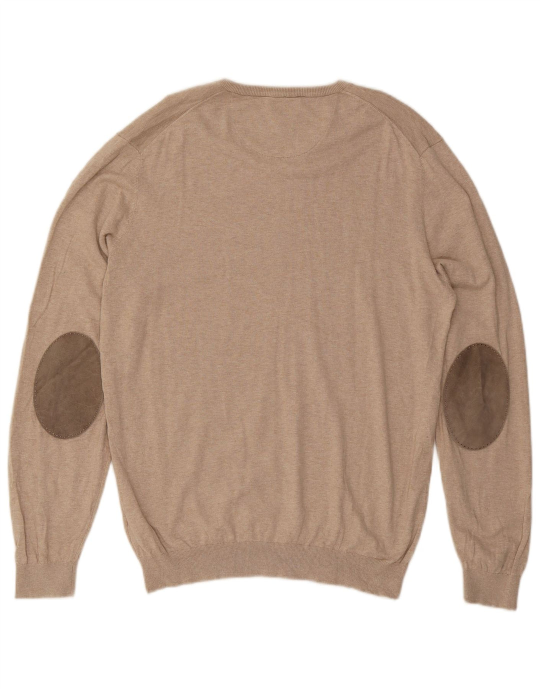 Massimo Dutti Jersey Cuello Pico Hombre Large Beige Algodón