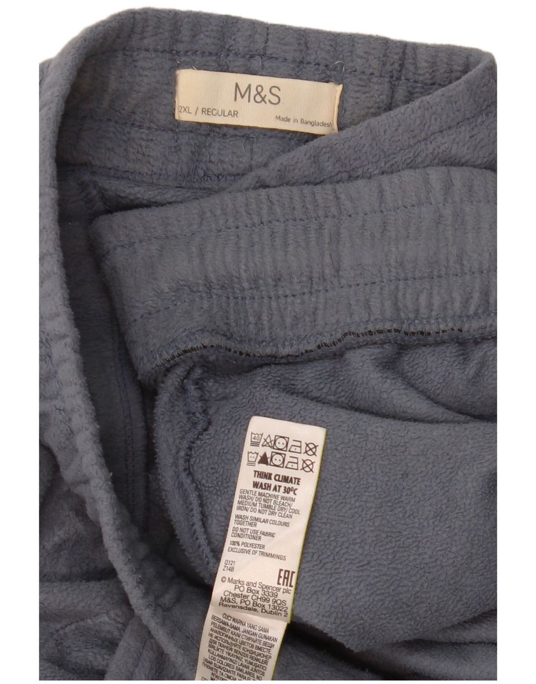 MARKS & SPENCER Pantalón de chándal de forro polar para hombre 2XL Poliéster azul