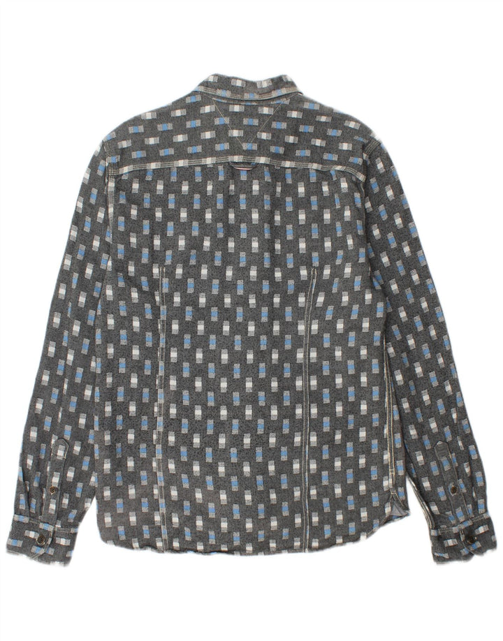 TOMMY HILFIGER Camisa para hombre Grande Gris Geométrico Algodón