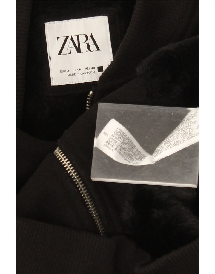 ZARA Chaqueta Bomber Hombre ES 38 Mediana Negro Poliéster