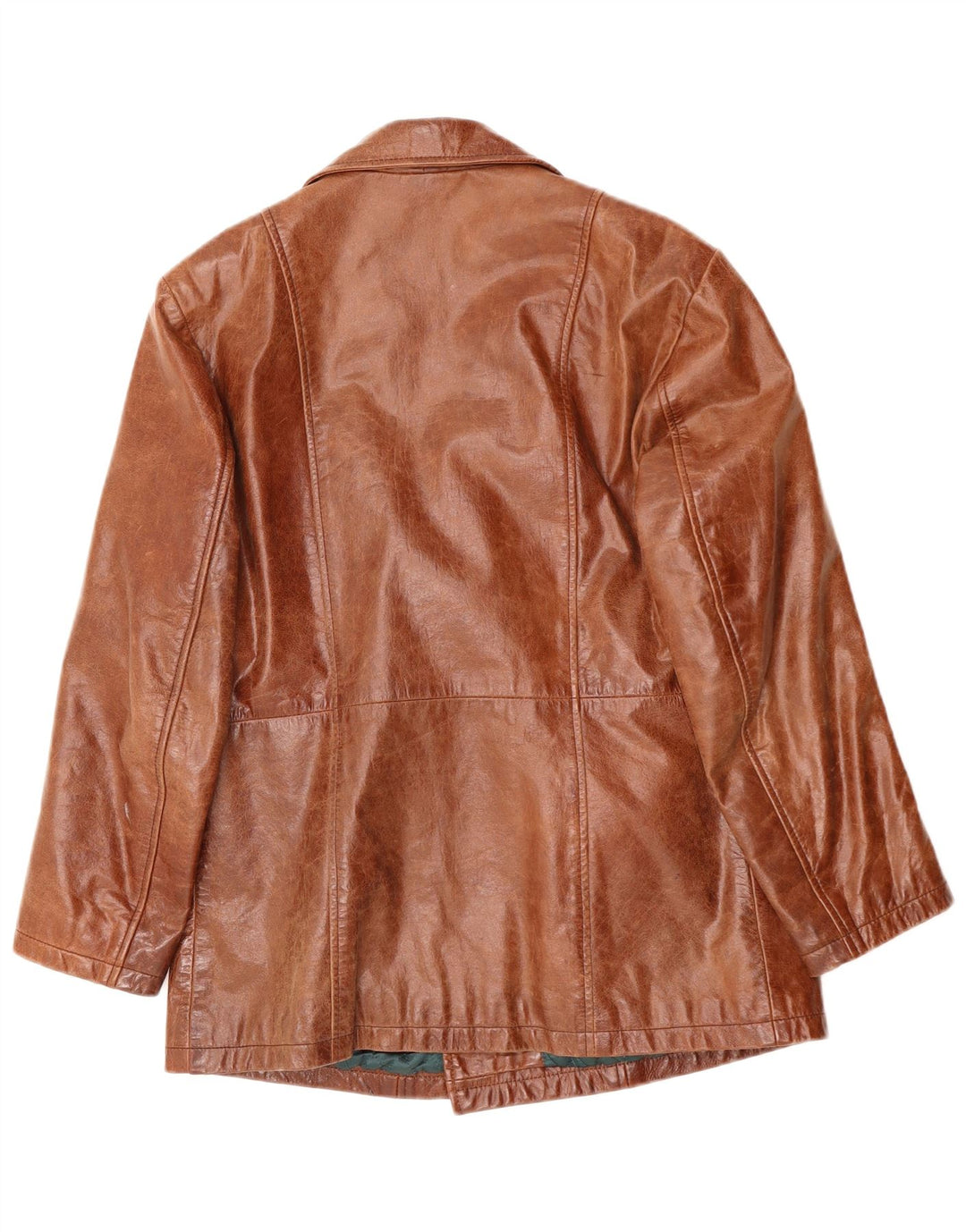 VINTAGE Abrigo de cuero para hombre Reino Unido 38 Cuero marrón medio