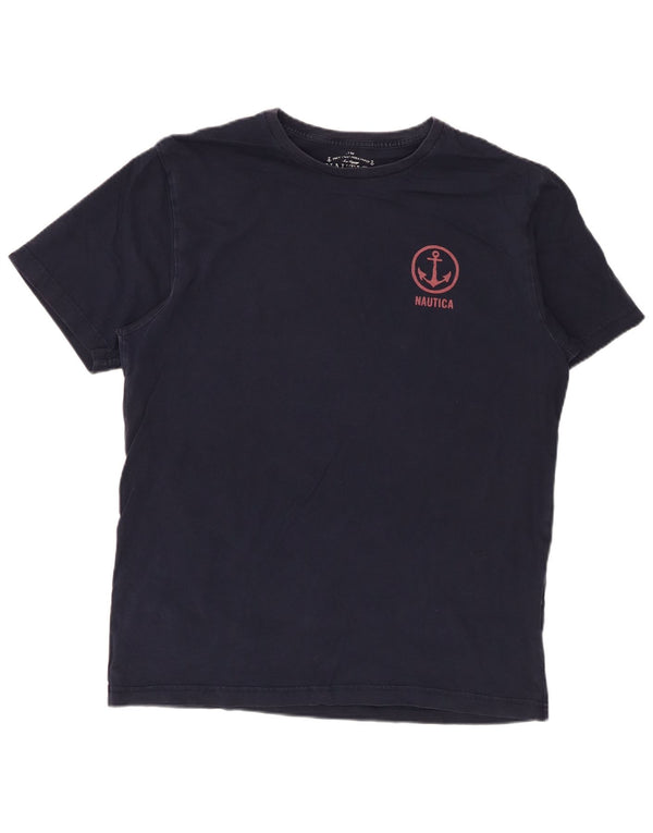 Nautica Camiseta gráfica para hombre Top grande de algodón azul marino