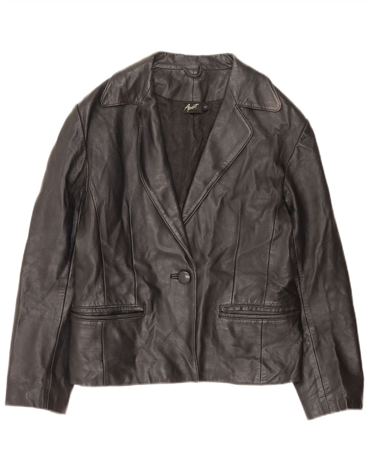 Apart Chaqueta Blazer De Cuero Con 1 Botón Para Mujer IT 44 Medium Black