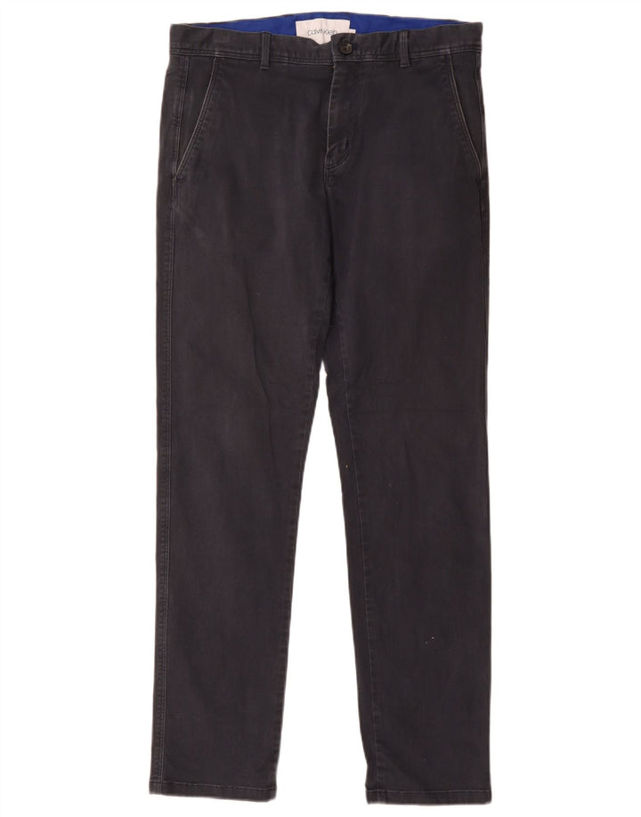 CALVIN KLEIN Pantalón chino delgado para hombre IT 46 Small W32 L30 Azul marino Algodón