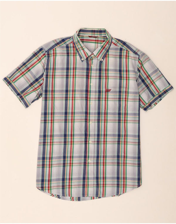 Carrera Camisa de manga corta para hombre 2XL Algodón a cuadros blancos