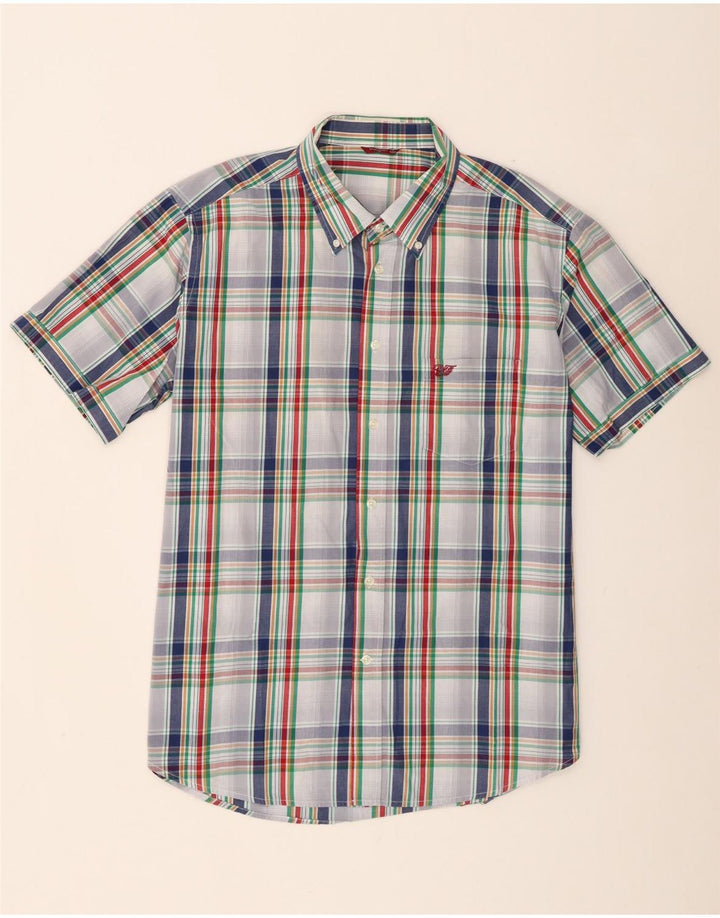 Carrera Camisa de manga corta para hombre 2XL Algodón a cuadros blancos