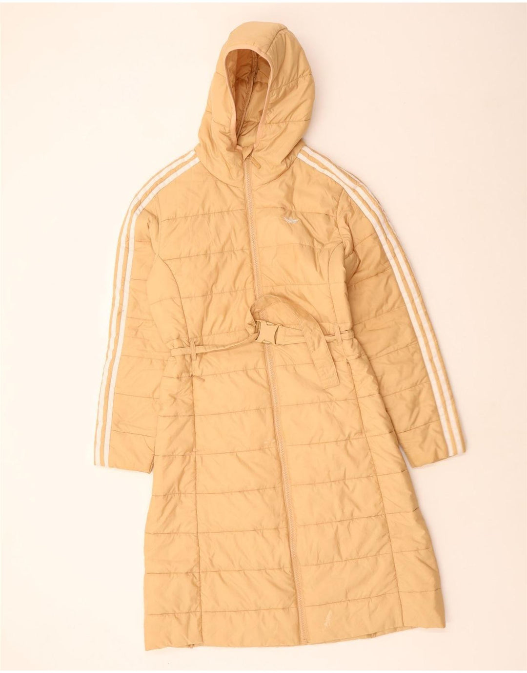 Adidas Abrigo acolchado con capucha para mujer UK 10 Small Beige Poliéster