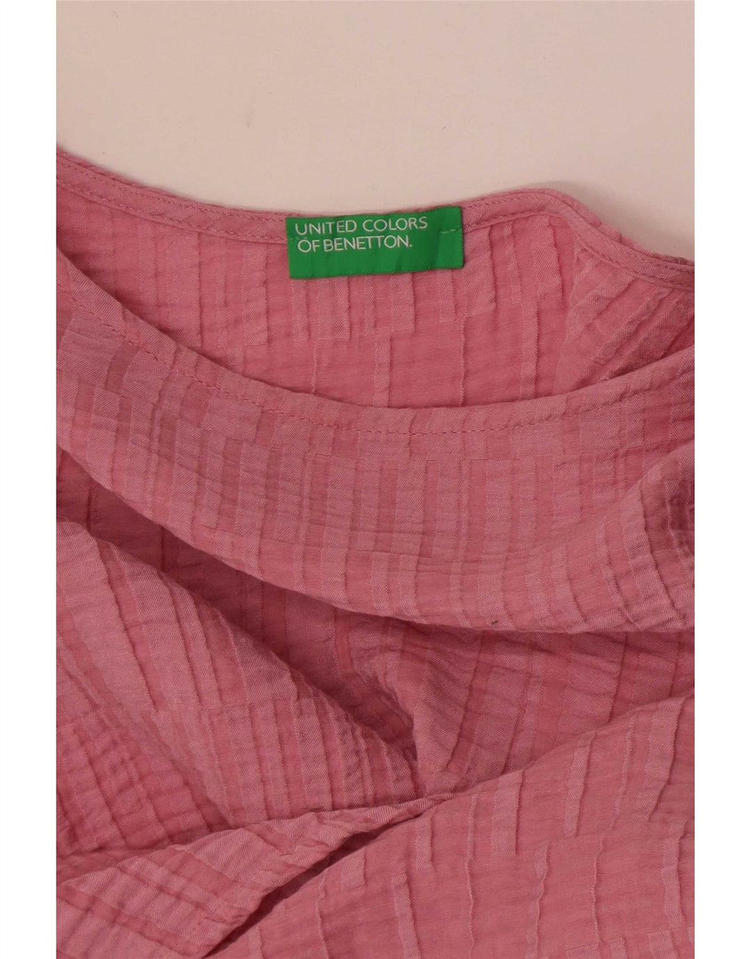 Benetton Blusa Corta De Manga Larga Mujer UK 44 Rosa Medio