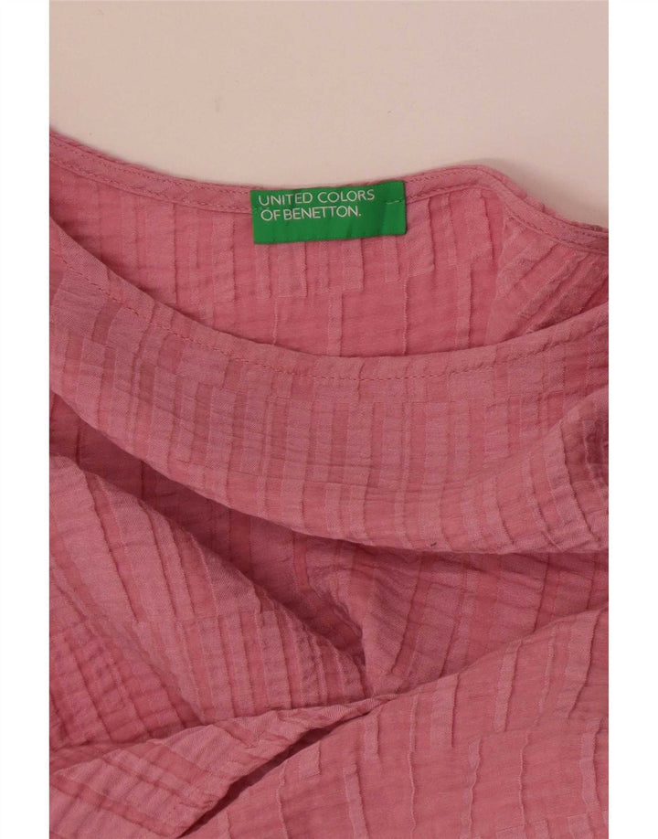Benetton Blusa Corta De Manga Larga Mujer UK 44 Rosa Medio