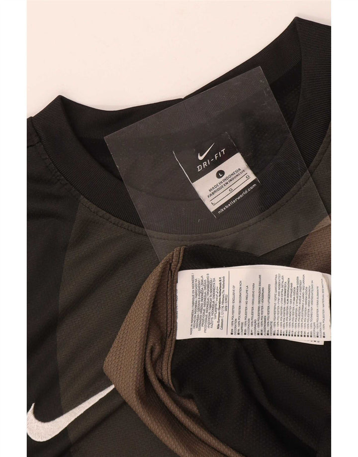 Nike Dri Fit Graphic Top manga larga para hombre poliéster negro grande
