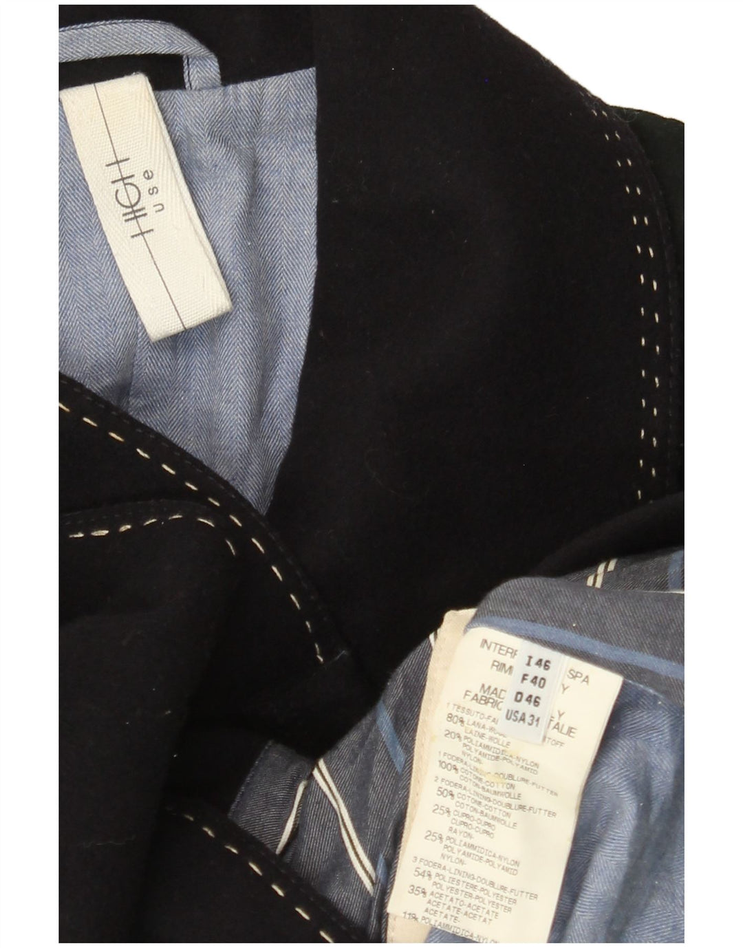 VINTAGE Hombre Pea Coat IT 46 Pequeña Lana Azul Marino