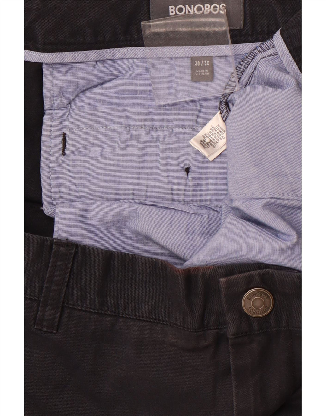 BONOBOS Pantalón chino recto para hombre W38 L30 Algodón azul marino