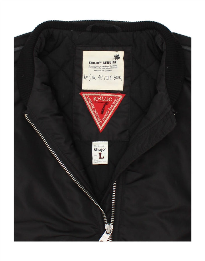 KHUJO Womens Bomber Jacket UK 16 Large Black Nylon Vintage KHUJO and Second-Hand KHUJO from Messina Hembry 